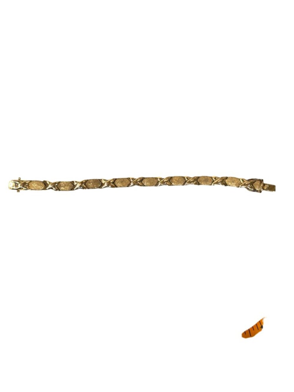 Gold Tone Textured X-Link Women's Bracelet - Picture 7 of 8